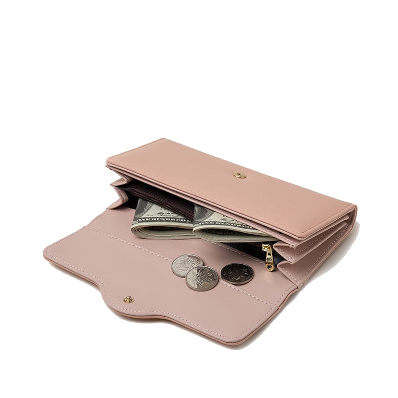 Button Clasp Leather Wallet