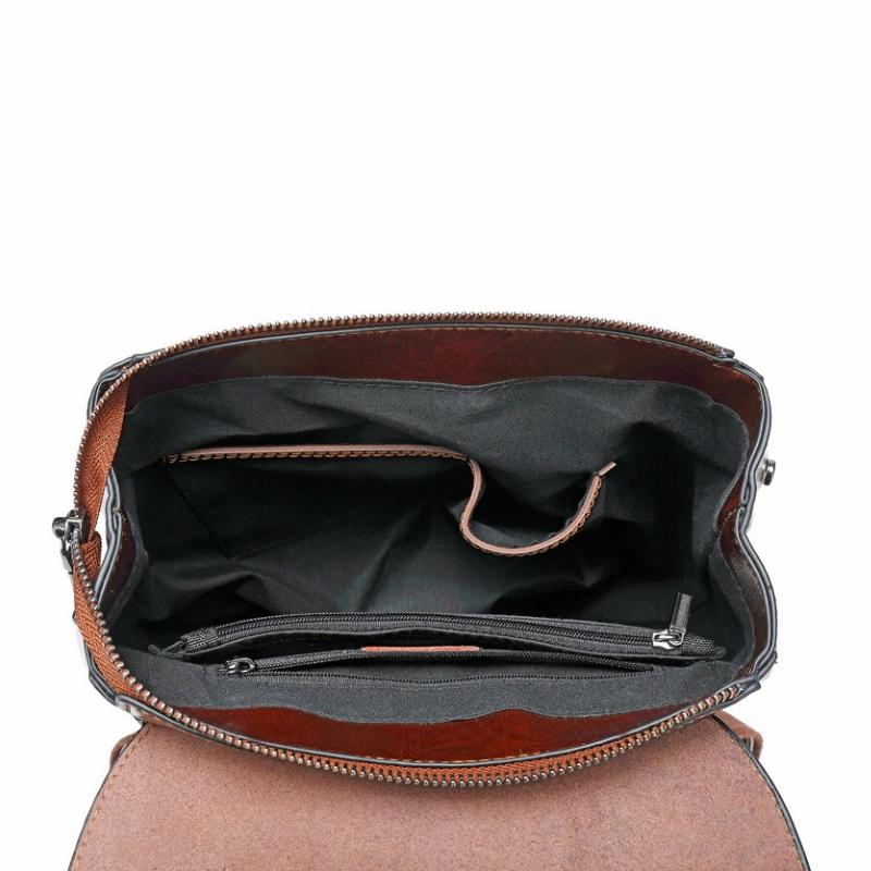 Front Zippers Leather Backpack