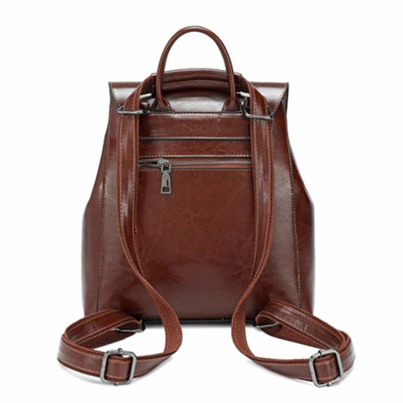 Front Zippers Leather Backpack