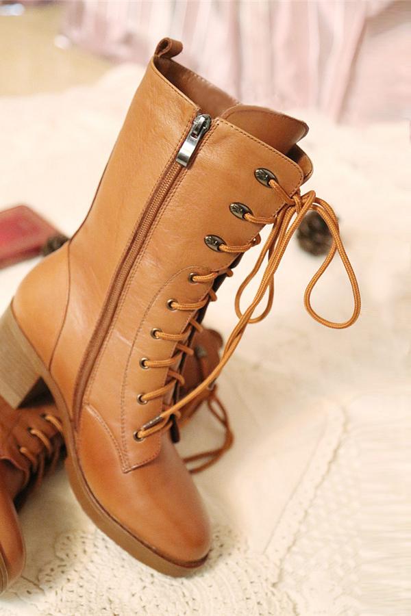 Lace-Up Knee Boots