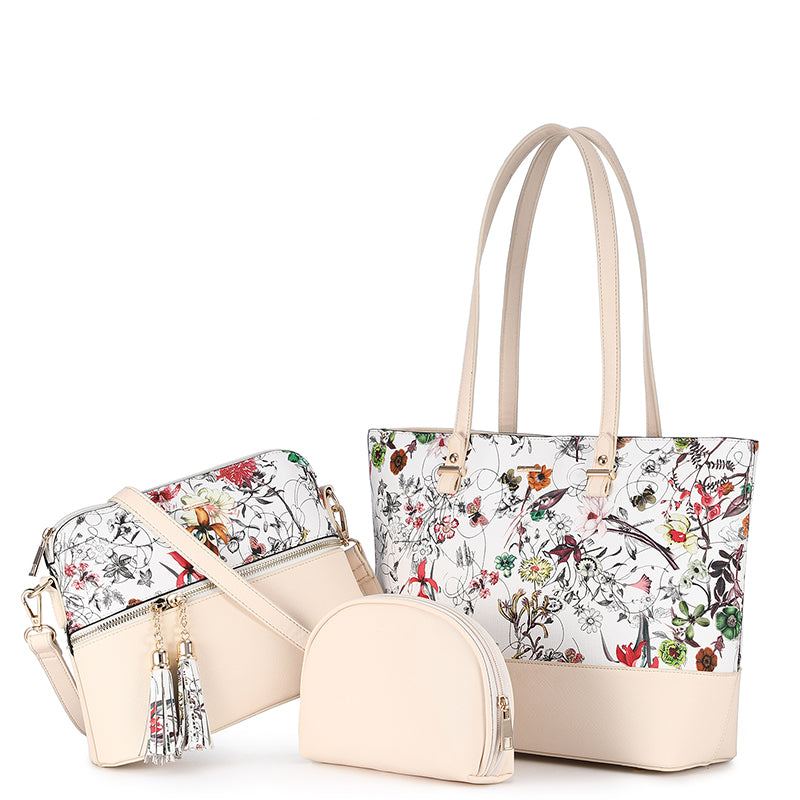 Printed Leather Tote Combo