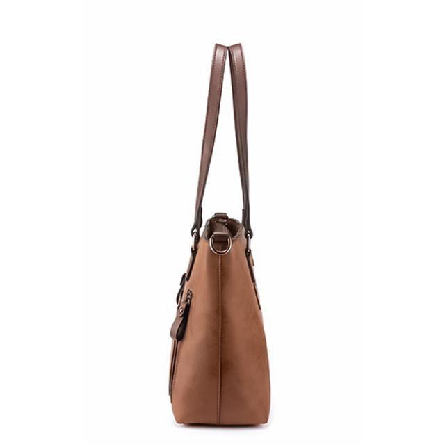 Multi-Zipper Leather Tote