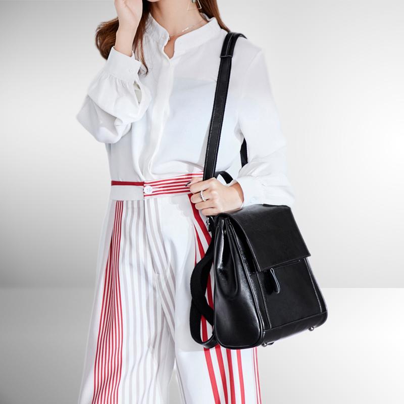 Minimal Flap Leather Backpack