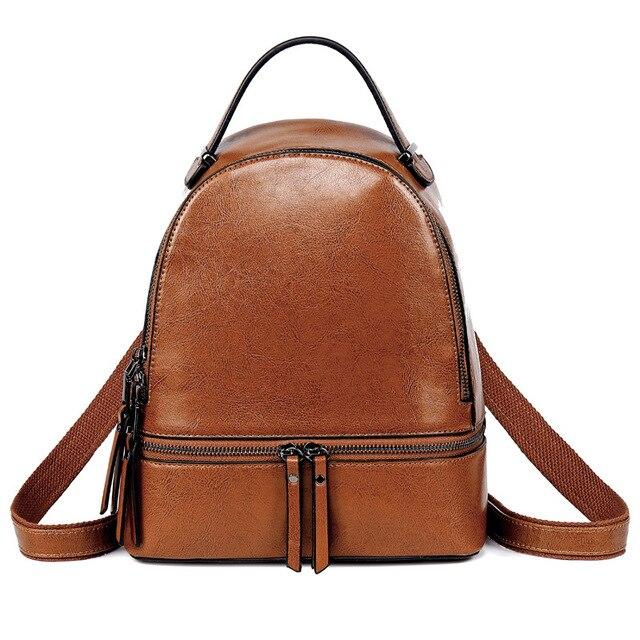 Vintage Leather Solid Backpack