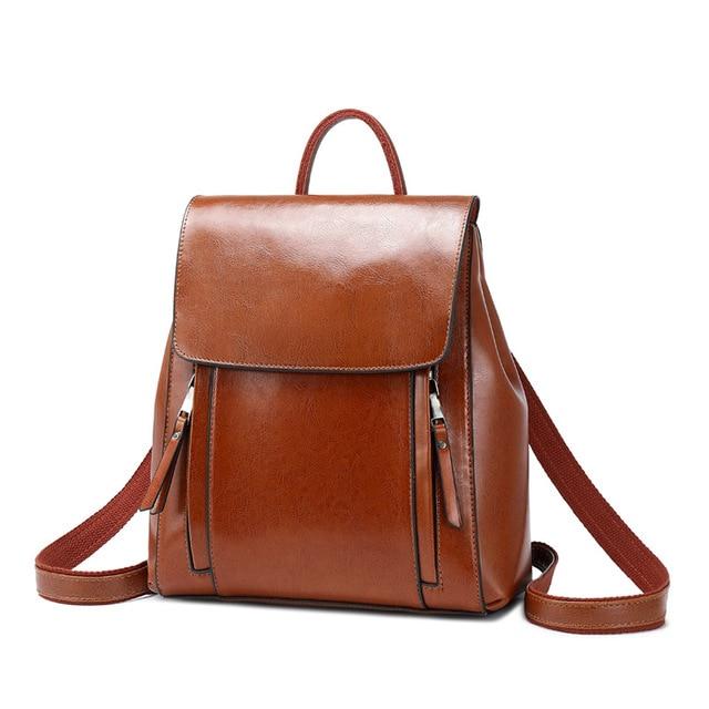 Front Zippers Leather Backpack