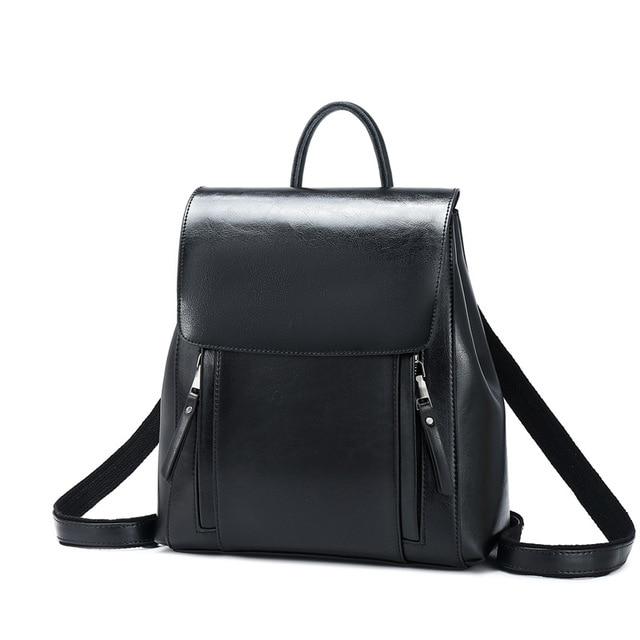 Front Zippers Leather Backpack