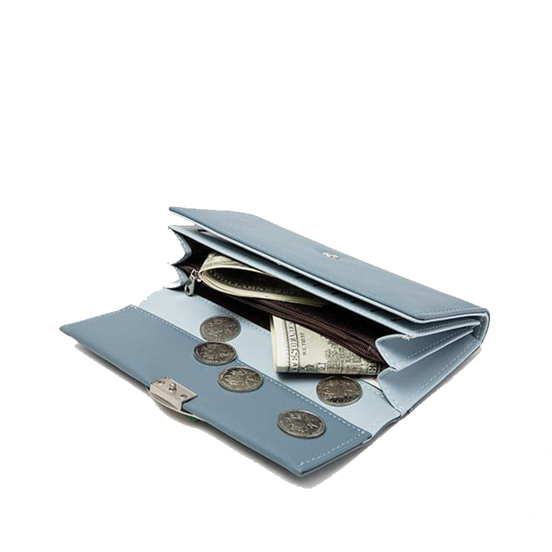 Leaf Clasp Leather Wallet