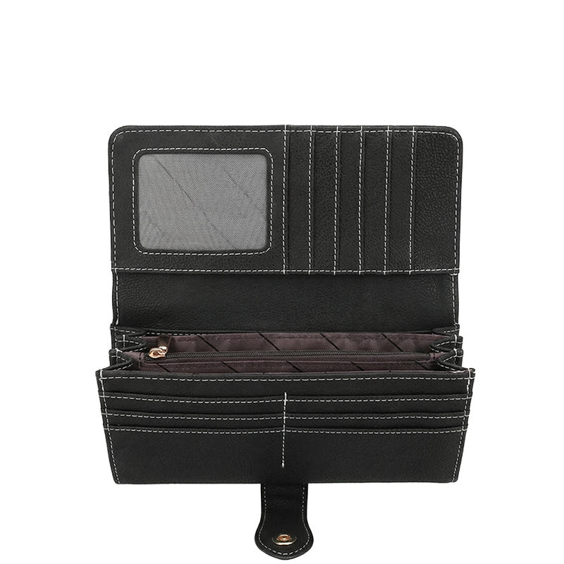 White Stitch Buttoned Wallet