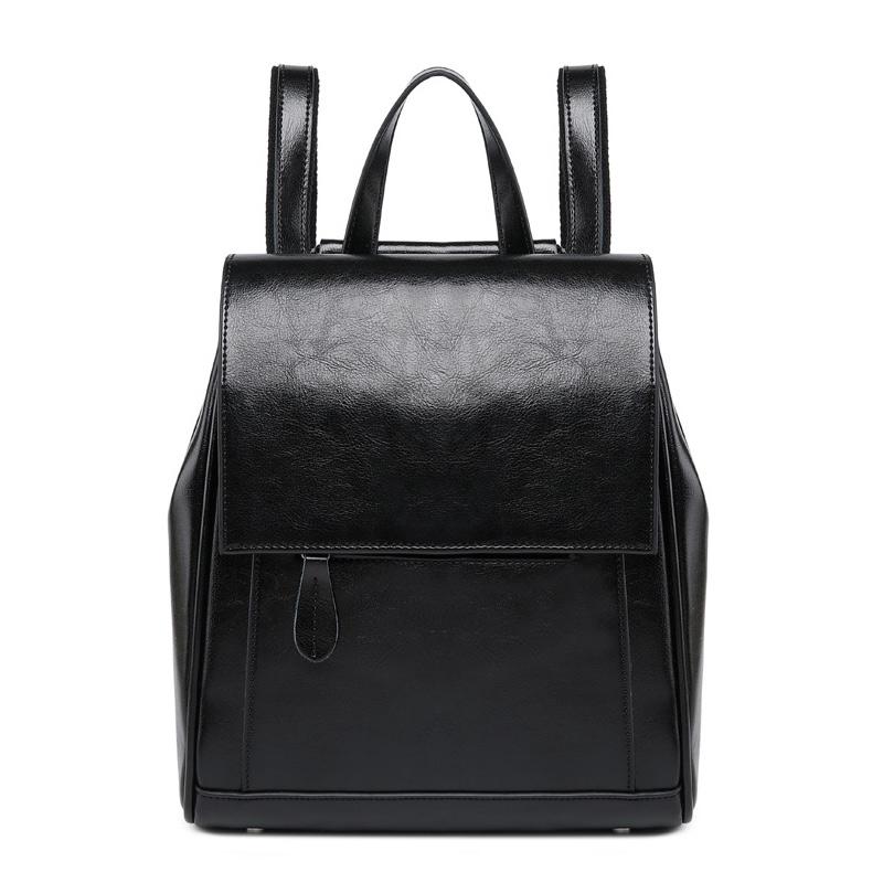 black faux leather flap backpack Minimal Flap Leather Backpack