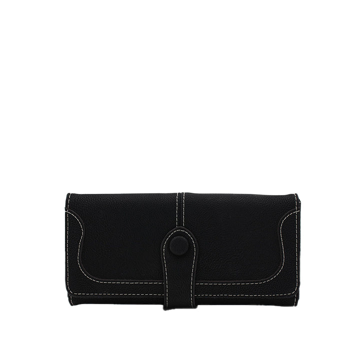 White Stitch Buttoned Wallet