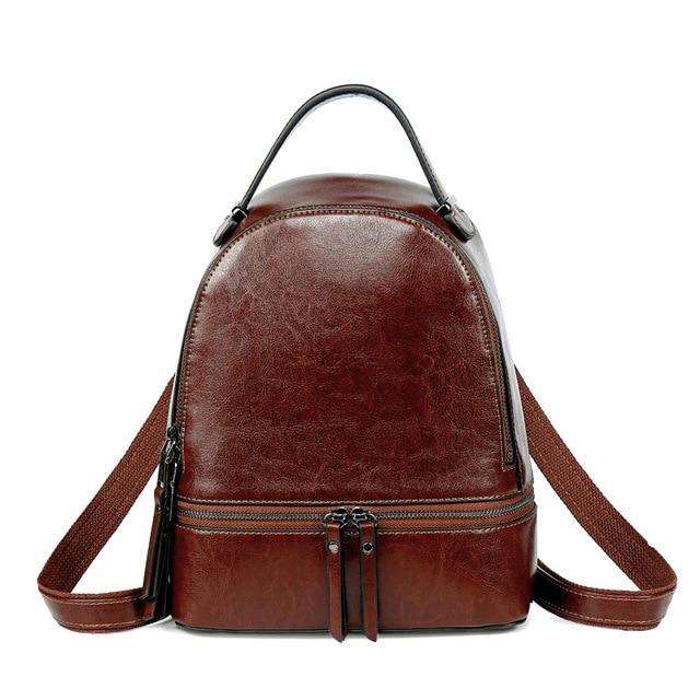 Vintage Leather Solid Backpack